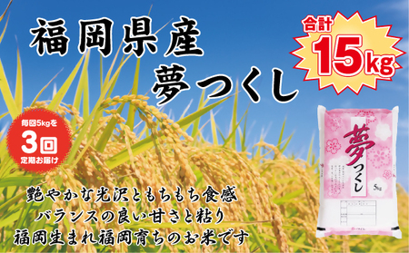 [令和7年産新米先行予約][定期便3か月]食味鑑定士厳選 福岡県産夢つくし5kg(5kg×1)3ヶ月連続で! 計15kg