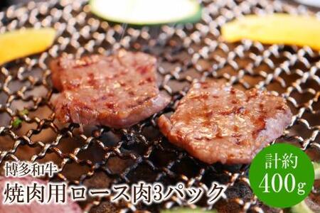 博多和牛 焼肉用 ロース肉3パック(計約400g)[034-0023]