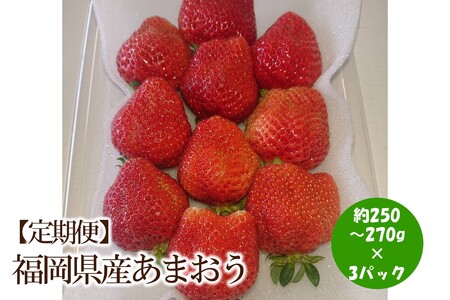 [2026年先行予約][3回定期便]福岡県産あまおう約250-270gx3パックx3回[044-0066]