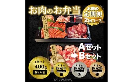 定期便 2回 毎月届く!お肉のお弁当 ABセット コース 肉 お肉 お楽しみ 2ヶ月