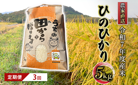 定期便3ヶ月 米 5kg 令和7年度産米 ひのひかり 筑後小郡産 農家直送 3回 お米 コメ お楽しみ