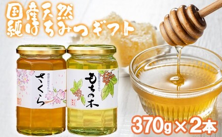 はちみつ 化粧箱入り 国産 天然 純はちみつ 370g×2本セット さくら＆もちのき ギフト 《包装対応、手提げ袋付》 