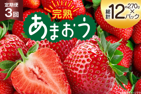 [期間限定発送] いちご 3回 定期便 福岡県産 完熟 博多 あまおう 270g 4p 総計12p [mhshops 福岡県 筑紫野市 21761227] イチゴ 苺 フルーツ 果物 くだもの 4パック
