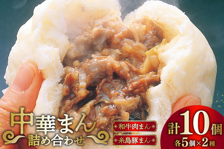 中華まん 詰め合わせ 和牛肉まん 5個 糸島豚まん 5個 計10個 セット [稚加榮 福岡県 筑紫野市 21761263]
