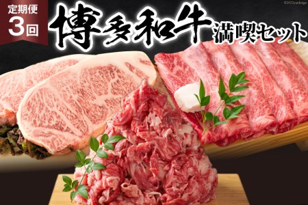 [3回 定期便 ] 博多和牛 A4以上 満喫セット 総計1.75kg / MEAT PLUS / 福岡県 筑紫野市 [21760276] 牛肉 和牛 黒毛和牛 冷凍