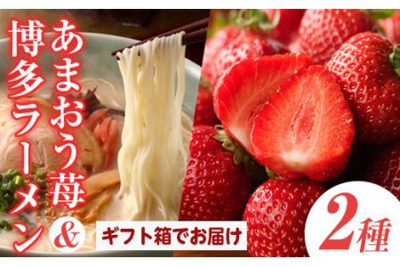 [先行予約受付中!2024年11月下旬から2025年3月末にかけて順次発送予定]あまおうギフト箱・博多豚骨ラーメンセット(あまおう12-15粒+豚骨ラーメン2箱) とんこつラーメン いちご 苺 フルーツ 果物 豚骨 [離島配送不可][ksg0069][南国フルーツ]