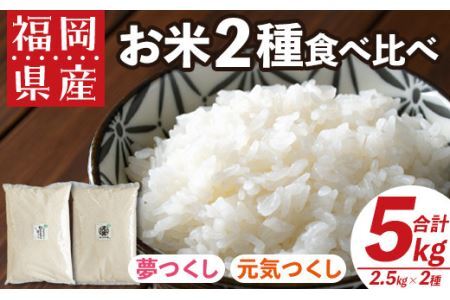 果物屋さんが選んだ米食べ比べ「夢つくし&元気つくし」(2.5kg×2種・合計5kg)お米 白米 5キロ ごはん ご飯 常温 常温保存[ksg0165][南国フルーツ]