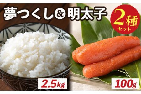 ご飯のおともセット(精米夢つくし2.5kg+明太子100g)米 お米 白米 コシヒカリ キヌヒカリ 明太子 めんたいこ たらこ ごはんのお供 魚卵 魚介 海鮮[離島配送不可][ksg0169][南国フルーツ]