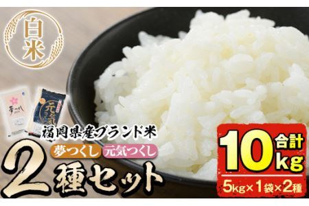 [令和6年産]福岡県産米食べ比べ[白米]「夢つくし」と「元気つくし」セット(計10kg・5kg×2)お米 10キロ ごはん ご飯[ksg0413][朝ごはん本舗]