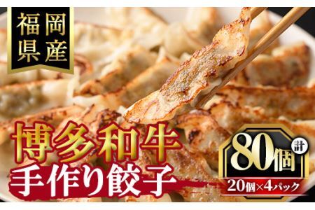 博多和牛手作り餃子(20個×4パック・計80個)ぎょうざ ギョウザ 牛肉 和牛 博多和牛 焼くだけ 惣菜 おかず おつまみ 簡単調理[離島配送不可][ksg1289][くしだ企画]