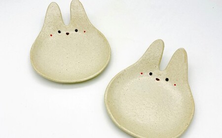 うさぎの中皿 マットホワイト 2枚セット[716]