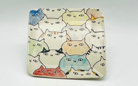 カラフル猫いっぱい皿 small[716]