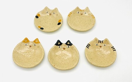 猫小皿5枚セットBASIC[716]