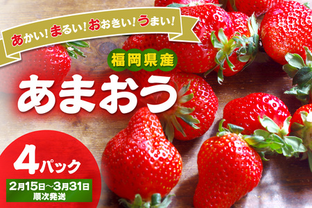 【先行予約受付中】【2027年2月15日～3月31日順次発送】福岡県産いちご「あまおう」270g×4パック【hurrah.】_HA1974