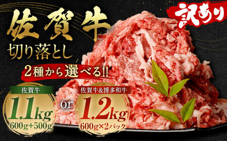 【2024年4月発送】佐賀牛 ＆ 博多和牛 切り落とし 1.2kg (600g×2P) 肉 牛肉 国産 冷凍 バラ 肩