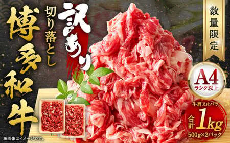 【数量限定】【訳あり】博多和牛 切り落とし 合計1000g 500g×2パック