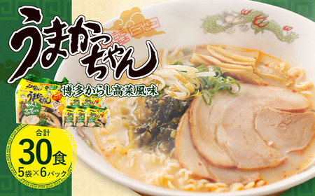 うまかっちゃん 博多 からし高菜 風味 30食(5袋×6パック)豚骨ラーメン からし 高菜 拉麺 ラーメン 豚骨 とんこつ 袋ラーメン