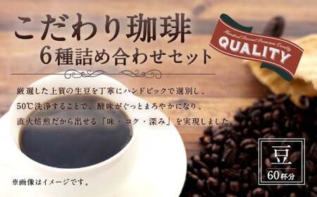 [生豆を50℃洗浄]こだわり珈琲(豆) 詰め合わせ セット(6種×100g)計6袋 珈琲 こーひー コーヒー グァテマラ ブラジル コロンビア 豆 コーヒー豆