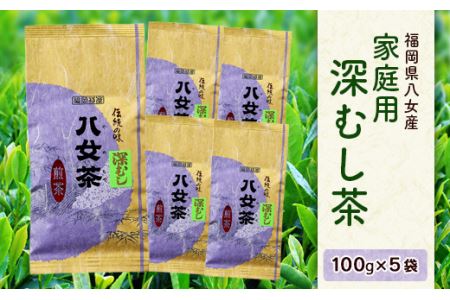 福岡県八女産 家庭用 深むし茶 100g × 5袋セット