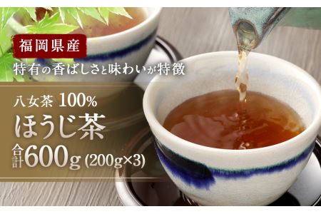 福岡県産 八女茶 100% ほうじ茶 600g(200g×3袋) 大容量