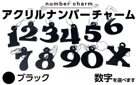 アクリルナンバーチャーム ブラック 0 1 2 3 4 5 6 7 8 9 X 番号 大きい キーホルダー アクセサリー プレゼント ギフト 贈り物 福岡 九州 福岡県 メール便(ポスト投函)