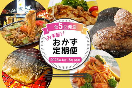 定期便 お手軽!おかず定期便[年5回発送](博多焼ラーメン・豚ロース生姜焼き・ハンバーグ・焼き塩さば・ピエトロ パスタ) 定期発送 セット 送料無料 [2025年1月〜5月まで計5回お届け]