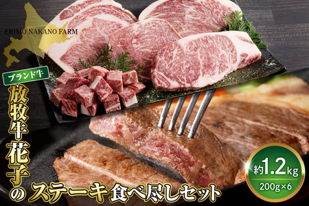 放牧牛“花子"のステーキ食べ尽しセット1,200g(約1.2kg)[er008-012]