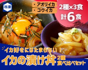 イカ好きにはたまらない!高鮮度イカの漬け丼2種食べ比べセット各3食[F0055]