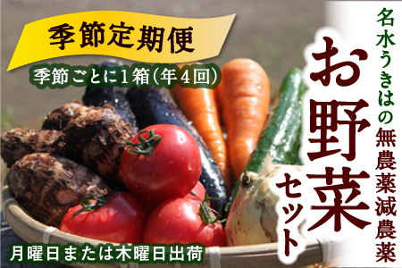 [季節定期便]UIC 名水うきはの無農薬減農薬お野菜セット (季節ごとに1箱×4回=年4回)