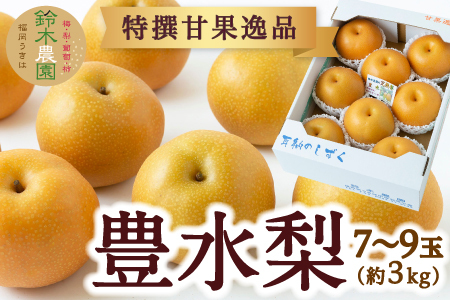 [先行予約]鈴木農園 特撰甘果逸品 豊水梨 7玉から9玉 (約3kg) 2025年8月下旬から9月中旬 出荷予定