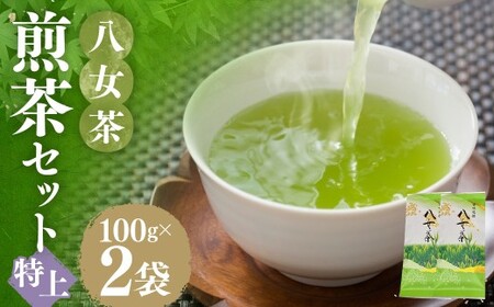 八女茶[ 特上 ] 煎茶セット 100g × 2袋 お茶 煎茶 緑茶 茶 飲み物 飲料 セット 常温 福岡県
