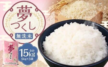 【令和7年産】 無洗米 食味鑑定士厳選 夢つくし 15kg（5kg×3袋） 米 こめ コメ お米 精米 単一原料米 ごはん ご飯 ライス おにぎり