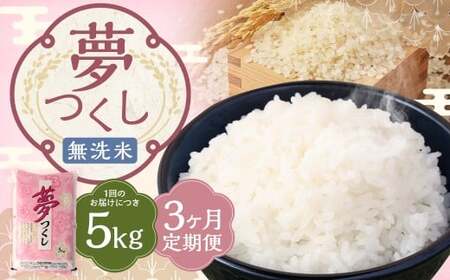 [3ヶ月定期便] 無洗米 食味鑑定士厳選 夢つくし 5kg×3回 計15kg 米 こめ コメ お米 精米 単一原料米 ごはん ご飯 ライス おにぎり