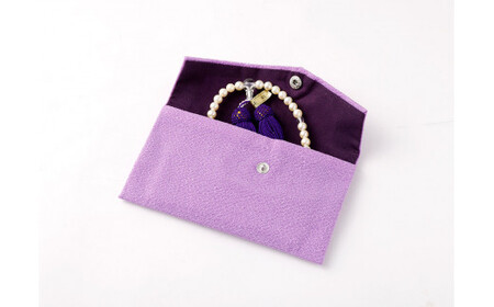 [念珠入れ(藤色)房(紫色)] アコヤ 真珠念珠 数珠袋付き 女性用 国内加工 高品質 パール 法具