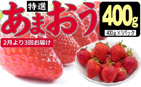 定期便 3ヶ月 いちご あまおう 400g 特選 あまおう 2025年2月より発送 イチゴ 苺 フルーツ 果物 デザート 3回 お楽しみ ※配送不可:離島