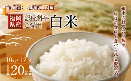 E17 [定期便12回] 福岡県産 白米 10kg ×1袋 銀座の料亭ご愛用のお米