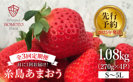 [月1回・全3回定期便]糸島 あまおう 270g×4パック [2025年1月〜3月にて順次発送] (A品B品含むS〜5L) 糸島市 / 磯本農園 / TANNAL イチゴ/いちご [ATB011] ランキング 上位 人気 おすすめ いちご