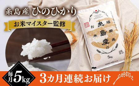 [全3回定期便][こだわり精米] 糸島産 ひのひかり 5kg 糸島市 / RCF 米 お米マイスター 