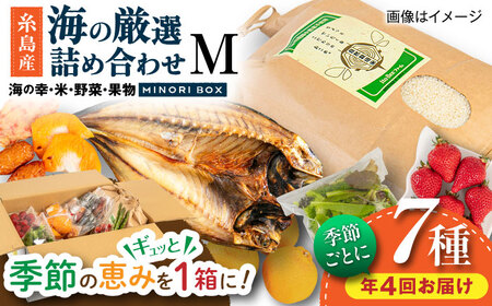 【全4回定期便】 糸島産 魚 米 野菜 果物 厳選詰め合わせ MINORI BOX Mサイズ【季節ごとに年4回お届け】 糸島市 / emma.Inc / 米 魚 野菜 果物 詰め合わせ [AOP005]