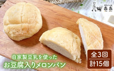 [ 全3回 定期便 ]自家製 豆乳 を使った お 豆腐 入り の メロンパン ( 卵 / 乳製品 不使用 )[糸島][天然パン工房楽楽][いとしまごころ][AVC044] パンパンパンパンパンパンパンパン