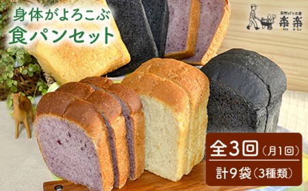 [ 全3回 定期便 ]身体がよろこぶ 食パン 3種 セット ( 卵 / 乳製品 不使用 )[糸島][天然パン工房楽楽][いとしまごころ][AVC013] パンパンパンパンパンパンパンパン