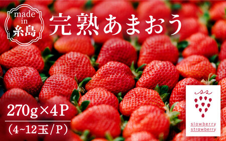 [予約:2025年1月上旬より順次発送]完熟あまおう 270g×4パック 糸島市 / slowberry strawberry [APJ001] いちご 苺 イチゴ あまおう 果物 フルーツ ストロベリー グルメ パフェ ケーキ パンケーキ 苺 ギフト 贈り物 博多あまおう 福岡 九州いちご 糸島フルーツ イチゴ 福岡県産 スイーツ 予約販売 予約受付中 ケーキ ランキング 上位 人気 おすすめ 果物 完熟 農家直送 九州 博多 4パック