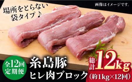 【全12回定期便】糸島豚 ヒレ肉 ブロック 1kg （1本350g前後×3本）《糸島》【糸島ミートデリ工房】 [ACA235] 豚肉ヒレ肉ブロックとんかつ 豚肉ヒレ肉ブロックとんかつ 豚肉ヒレ肉ブロックとんかつ