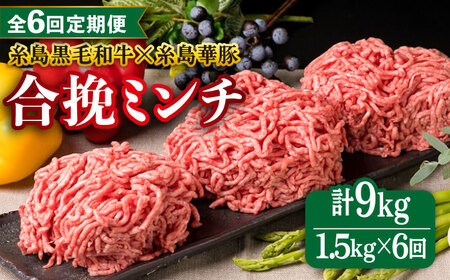 [全6回定期便][ 牛豚合挽 ミンチ ] A4ランク 糸島黒毛和牛 / 糸島華豚 合計1.5kg 糸島市 / ミートデリ工房[ACA264] 博多 和牛 牛肉 豚肉 ハンバーグ 赤身 国産 福岡 冷凍 ひき肉 挽き肉 挽肉 ミンチ 合い挽き肉 合挽 ハンバーグ用挽肉 合挽ミンチ 1.5kg ひき肉1kg 1キロ 定期便 毎月 月1回 合い挽き和牛 牛肉豚肉 赤身 国産 福岡 冷凍 