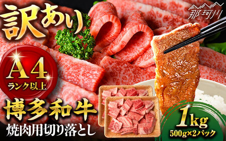 [訳あり]博多和牛 焼肉 切り落とし1kg(500g×2p)[株式会社MEAT PLUS]那珂川市 牛肉 肉 黒毛和牛 ブランド牛 国産 BBQ バーベキュー [GBW118]20000 20000円