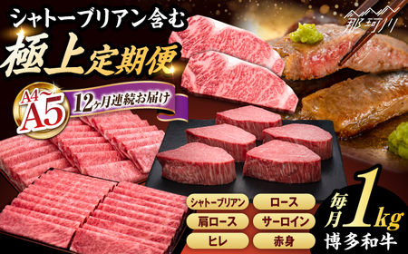 [全12回定期便]博多和牛 食べ比べ 贅沢セット[GDE076] 薄切り 薄切り 薄切り 薄切り 薄切り