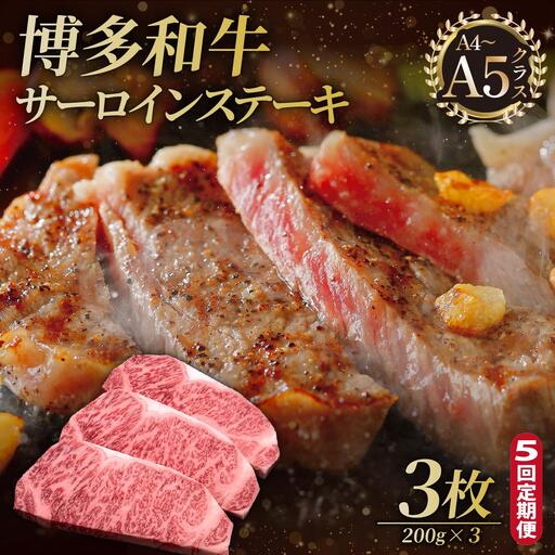 寄附額改定↓ ＜定期便・全5回＞博多和牛 サーロイン ステーキ 200g×3枚【久田精肉店】