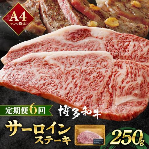 ＜定期便・全6回＞A4ランク以上！博多和牛 サーロインステーキ 250g×1枚