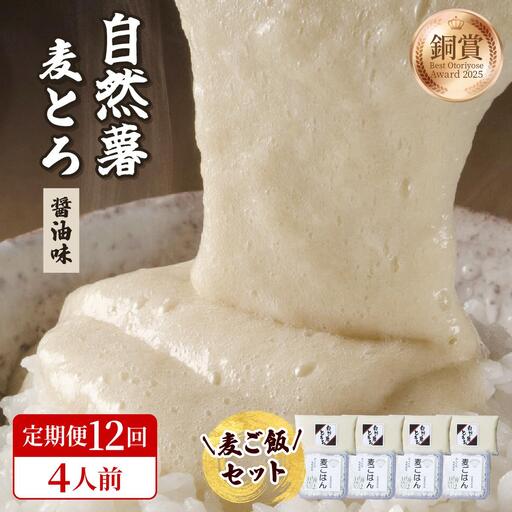 ＜定期便・全12回＞味付け不要！本格自然薯麦とろセット（4人前）