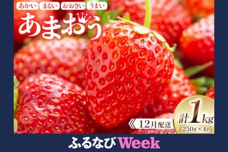 【ふるなびWEEK対象】 期間限定 いちご あまおう 250g× 4パック【12月発送】FN-Limited [増田青果 福岡県 宇美町 um40beq650001]